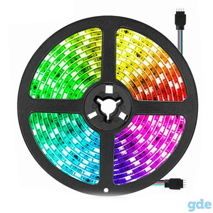 Водонепроницаемая светодиодная RGB лента 5 м SMD 5050 (+контроллер, пульт управления, блок питания), фотография 2