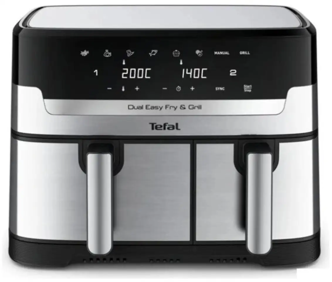 Аэрогриль (аэрофритюрница) tefal dual easy fry & grill ey905d10, фотография 1