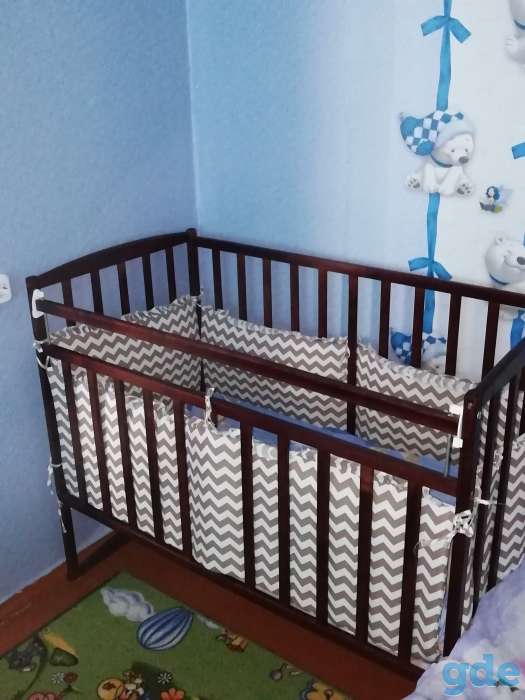 Кроватка+матрасик 11см +защита +карусель, фотография 1