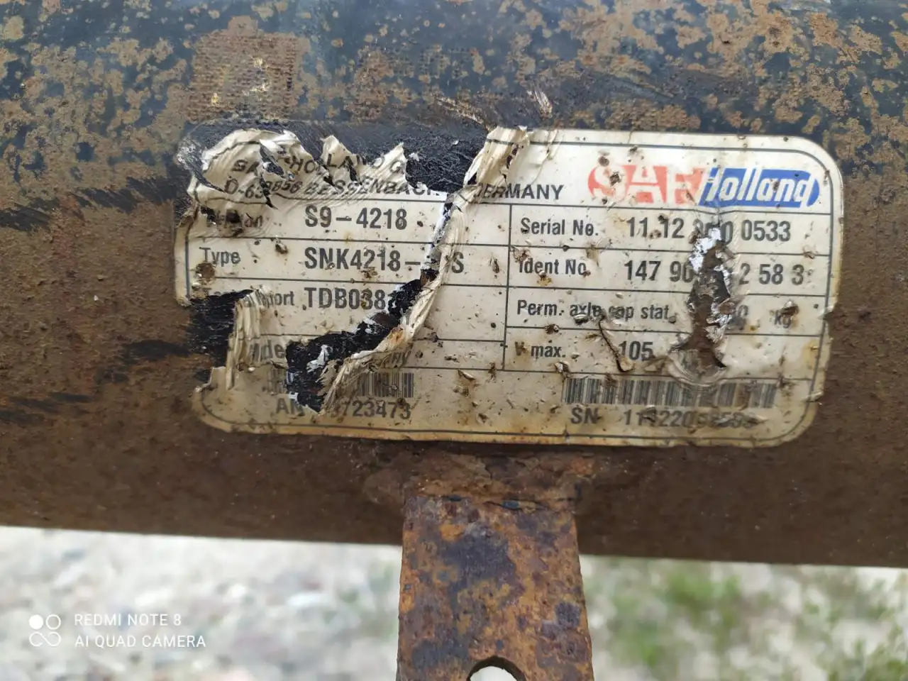 Ось SAF для полуприцепа БУ, фотография 2