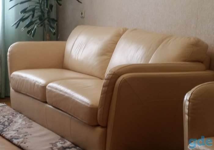 Продам мягкий угол ( диван+кресло). Можно отдельно. Натуральная кожа, фотография 1