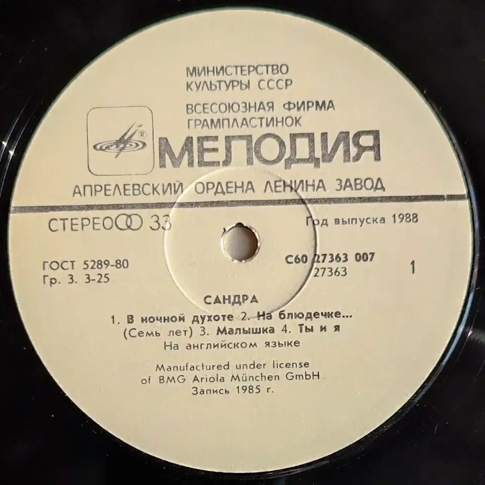 Грампластинка Sandra - The long play (1988), фотография 5