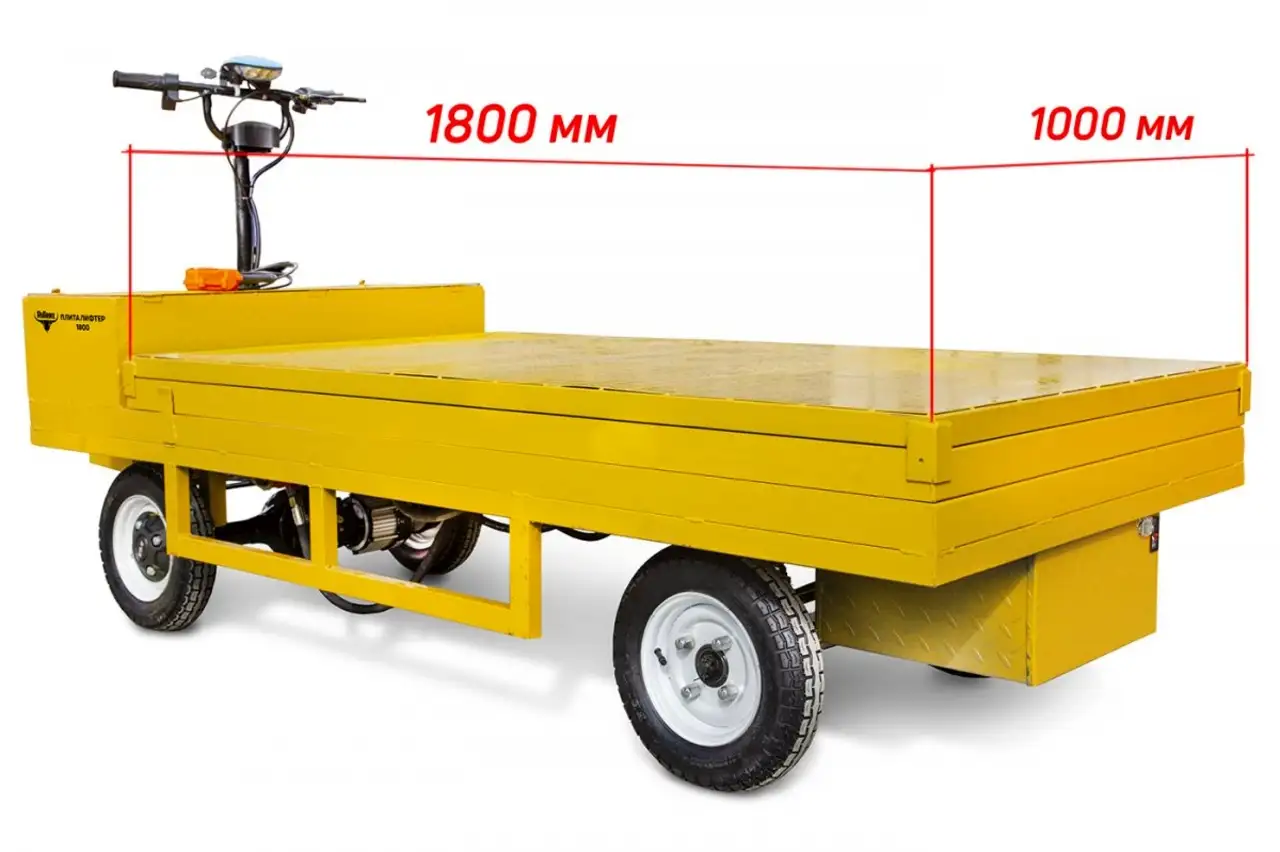 Платформенная тележка электрическая rutrike плита лифтер 1800 с гидроподъёмником, фотография 6
