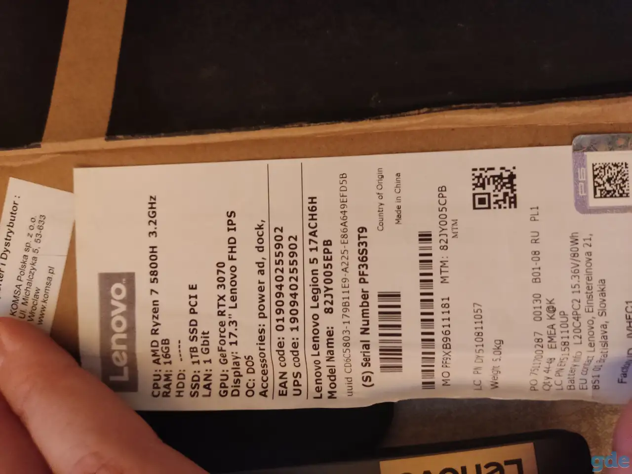 Продам ноутбук Lenovo legion 5 17.3 rtx3070, фотография 3