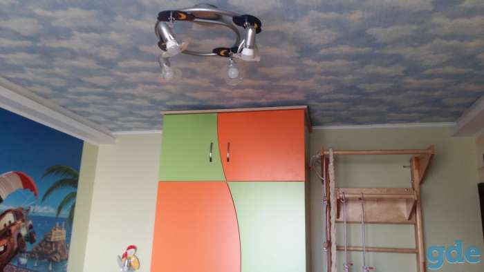Двойной стол, шкаф с антресолью , полки, фотография 2