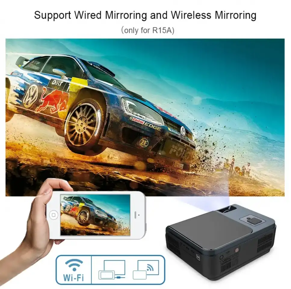 Проектор R15 Full HD Miracast 6800 Лм и холст 100 дюймов, фотография 6