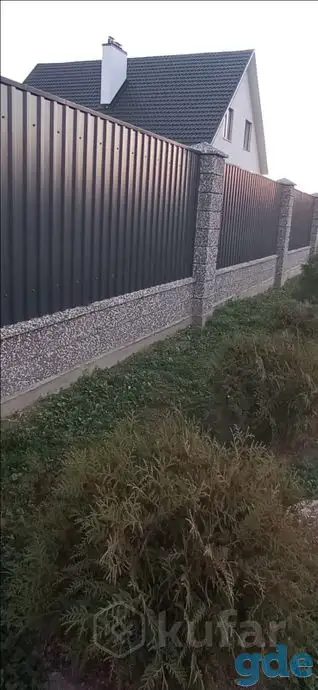 Заборы из натурального камня по технологии мытый бетон, фотография 1