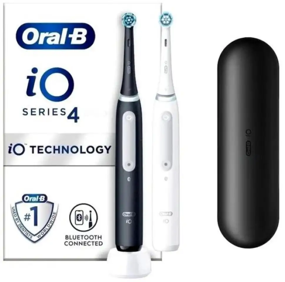 Комплект зубных щеток oral-b io series 4 duo (черный/белый), фотография 1