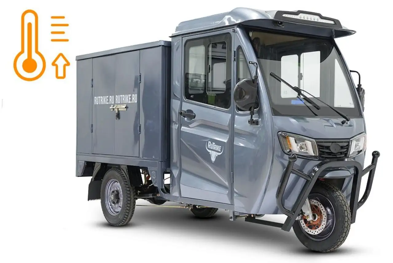 Грузовой электротрицикл rutrike карго кабина дуал next обогрев 72v 2000w, фотография 1