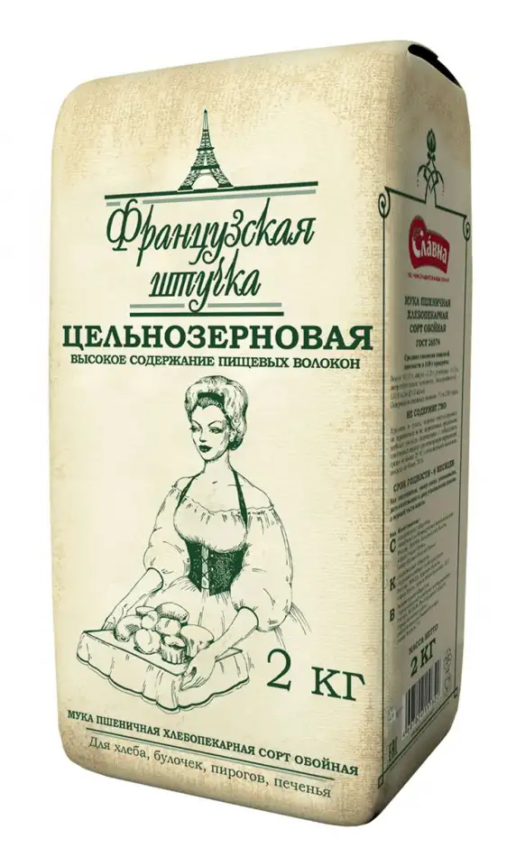 Мука пшеничная цельнозерновая Французская штучка ОБОЙНАЯ 2 кг, фотография 2