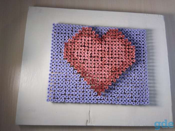 Картина из саморезов Сердце Screw Art картина. 3D панно, фотография 6