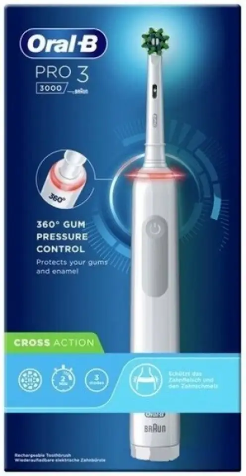 Электрическая зубная щетка oral-b pro 3 3000 cross action d505.513.3 (белый), фотография 1