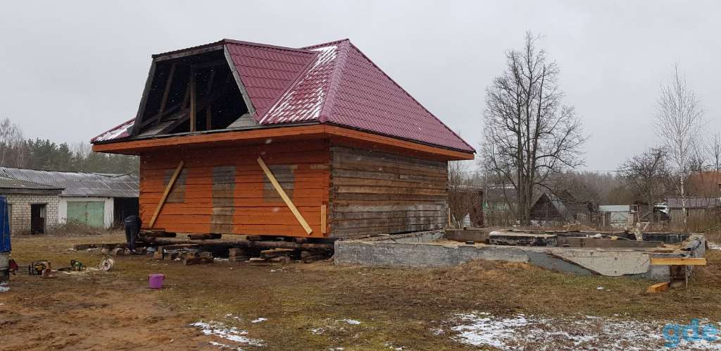Замена гнилых брёвен дома, подъем дома, фотография 1