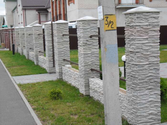 заборы  из искуственного камня . столбы из блоков бетонных, фотография 3