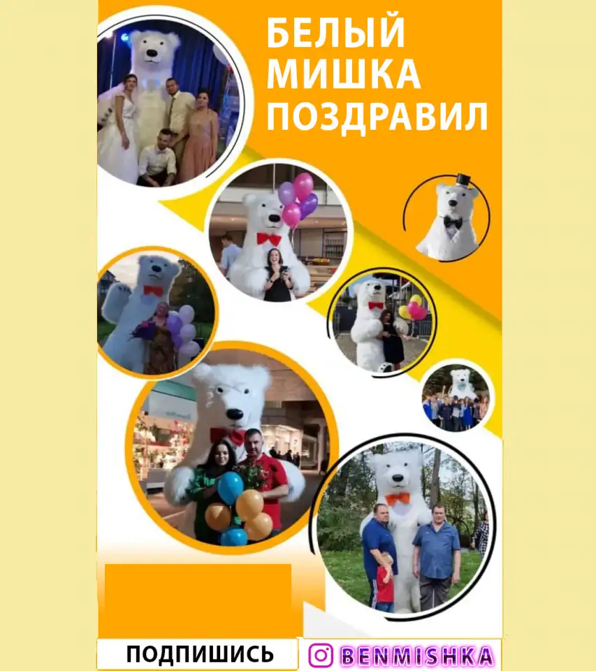 Поздравление Белый Медведь Мишка на праздник, фотография 3