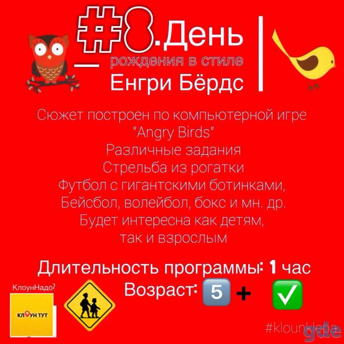 День рождения в стиле Angry birds (сердитые птички) 1 час, фотография 3