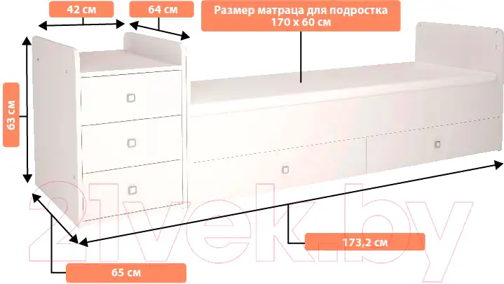Детская кроватка с кокосовым матрасом, фотография 6