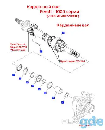 Карданные валы, крестовины, ШРУСы Fendt, John Deere, Claas, JCB, CAT и др., фотография 13