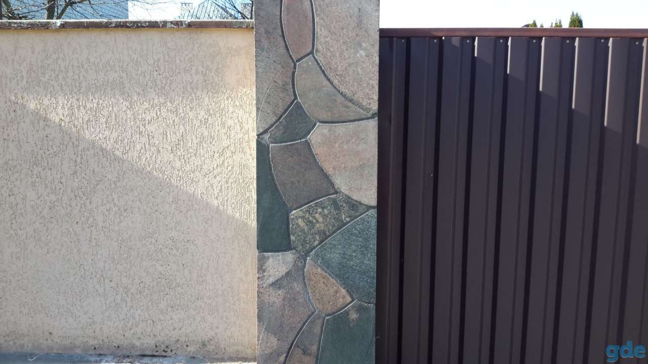 Заборы из колотого камня , клинкера, кирпича, бетона, фотография 6