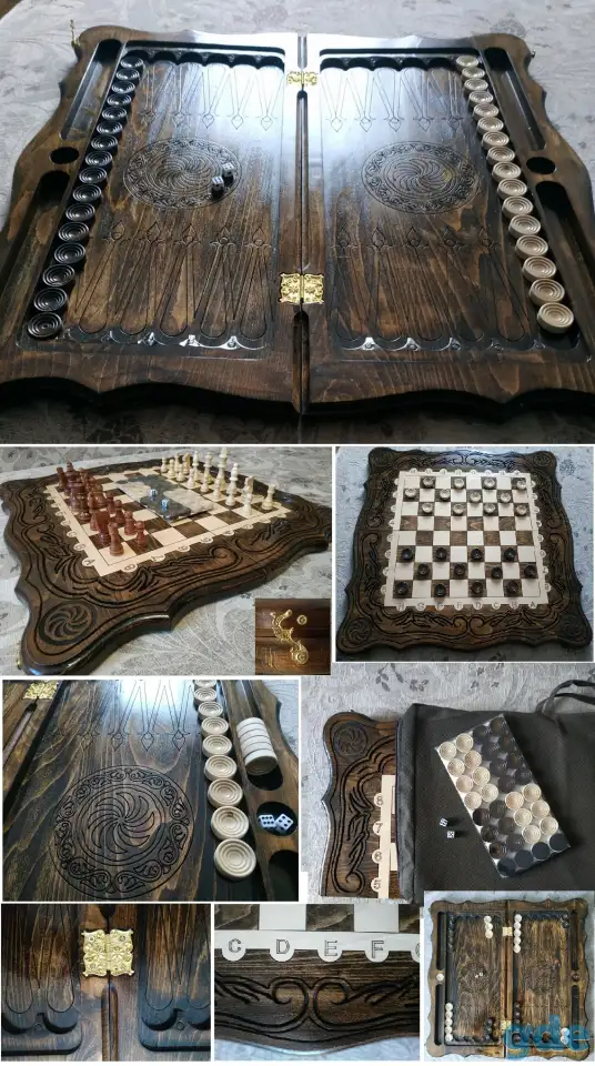 Hарды  шахматы из натурального дерева  60 х 60 см  Tavla , backgammon, фотография 10