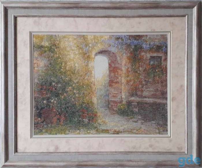 Картина «Испанский дворик», ручная работа, вышивка., фотография 2