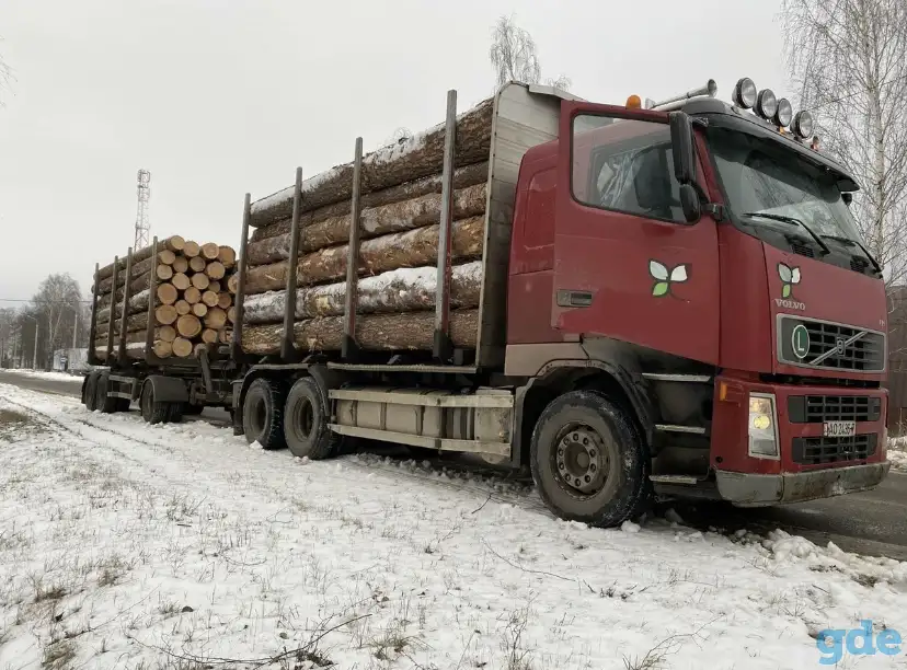 Лесовоз VOLVO FH12 с манипулятором и полуприцепом, фотография 1