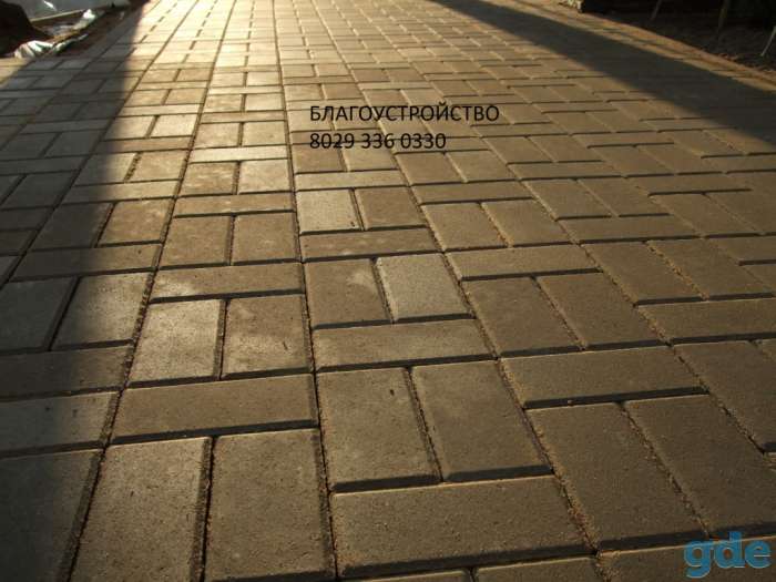 Благоустройство территории, ландшафтный дизайн, укладка тротуарной плитки, отмостка, дорожки, стоянки, тротуары, борта,, фотография 5