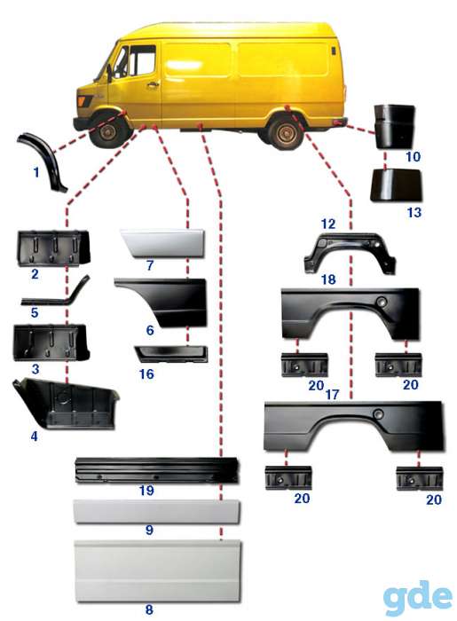 Мерседес T1 кузовные автозапчасти, фотография 1