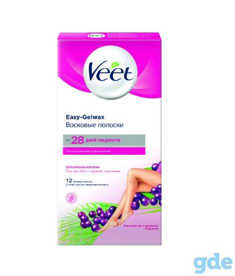 VEET Восковые полоски для нормальной кожи c технологией Easy Gel-wax 12шт, фотография 1