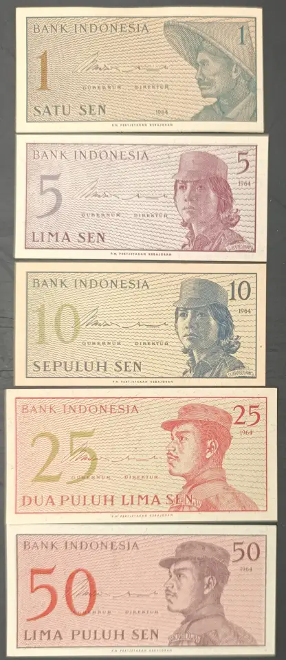 Набор банкнот Индонезии 1964 UNC, фотография 1