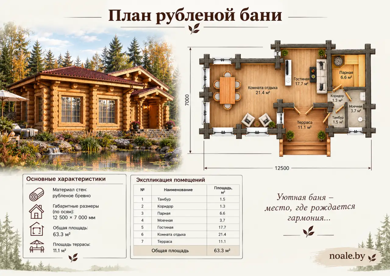Баня из рубленого бревна, фотография 4