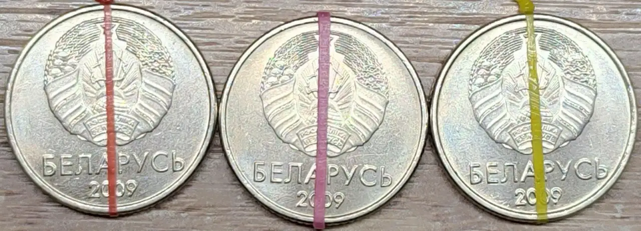 1 рубль 2009 РБ Несоосность аверса и реверса около 10, фотография 2