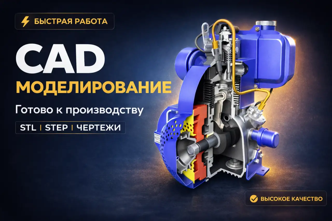 3D CAD моделирование деталей и механизмов  STL, STEP, чертежи, фотография 1