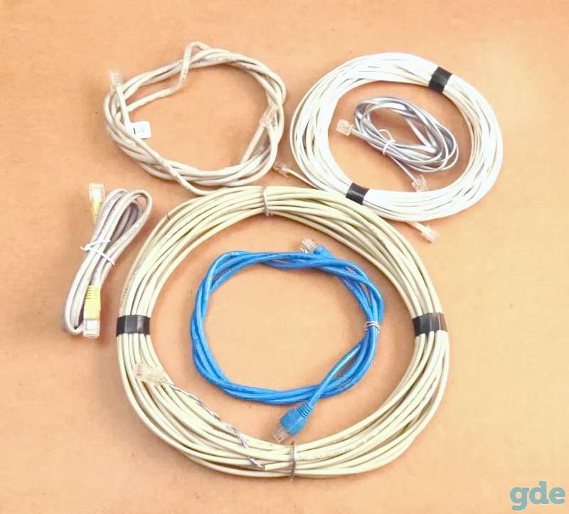 Набор сетевых кабелей RJ45 и телефонных кабелей, фотография 1