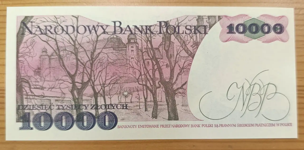 Банкнота 10000 злотых 1987 UNC, фотография 2