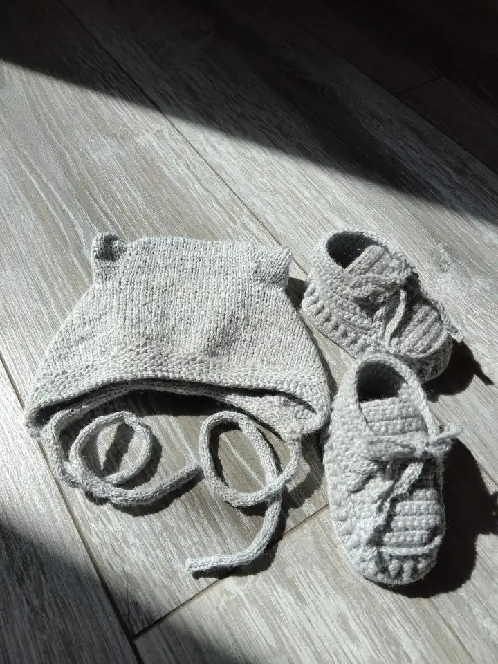 Шапочка, комплект, пинетки, фотография 3
