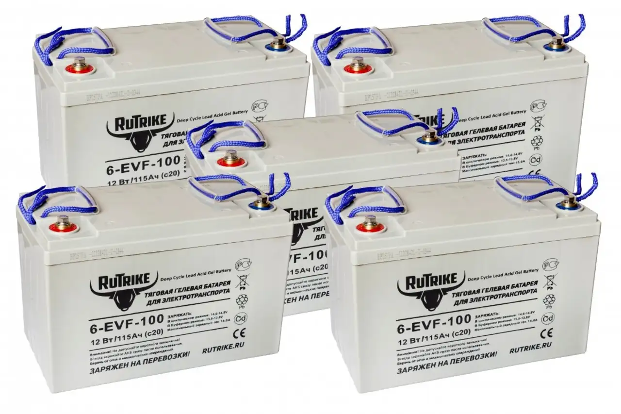 Комплект тяговых аккумуляторов rutrike 6-evf-100 (60v100a/h c3), фотография 1