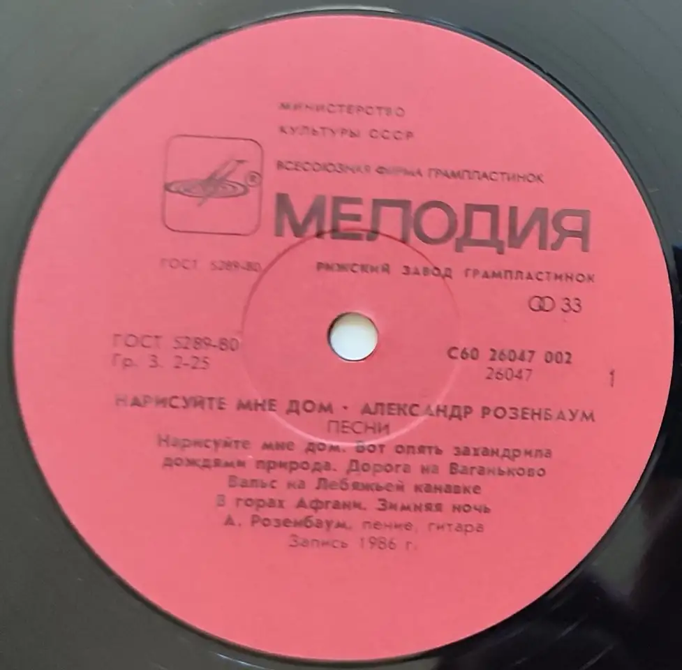 Грампластинка Александр Розенбаум - Нарисуйте мне дом... 1988, фотография 5