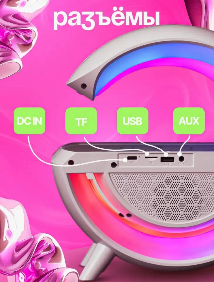 Умная колонка часы радио будильник Bluetooth зарядное устройство, фотография 9