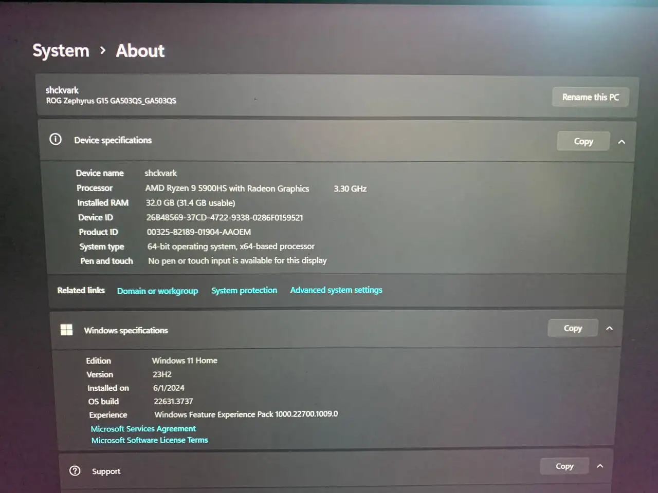 ASUS ROG Zephyrus G15 32GB игровой ноутбук, фотография 5